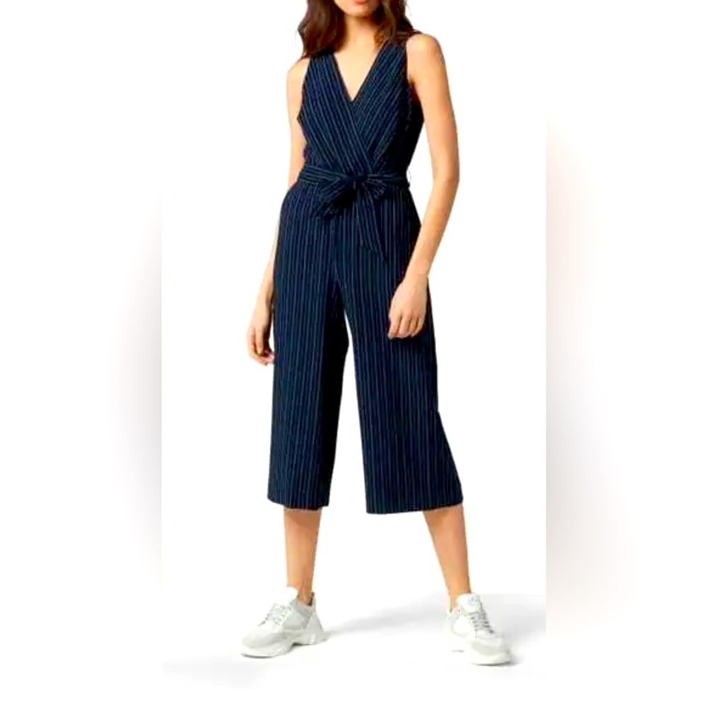 Lauren Ralph Lauren NEW Navy Pinstripe Jumpsuit Sz 12 Sleeveless - Picture 6 of 12